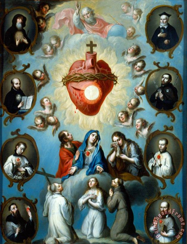 The Heart of Jesus painting - Juan Patricio Morlete Ruiz The Heart of Jesus Art Print