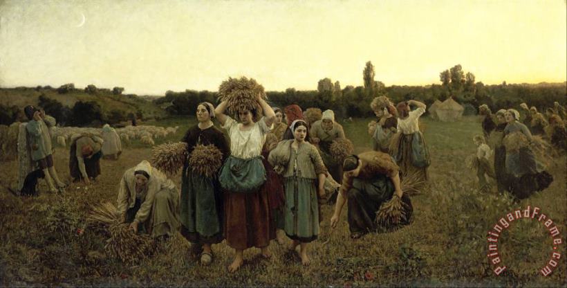 Jules Breton Calling in The Gleaners Art Painting