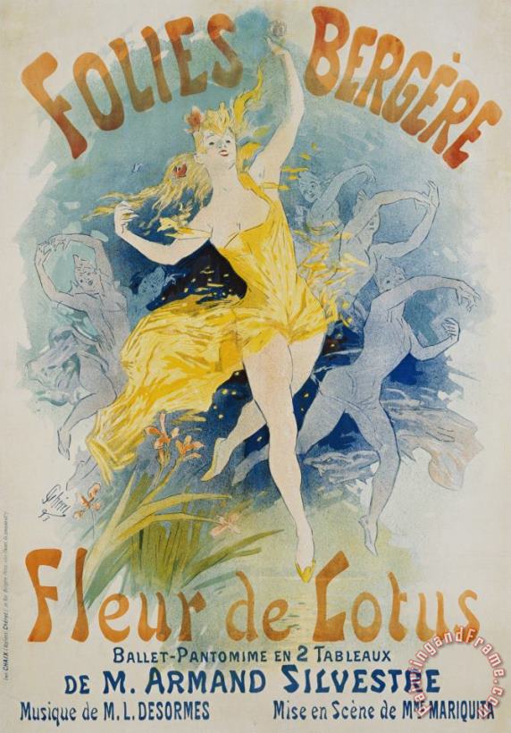 Folies Bergere Fleur De Lotus Poster painting - Jules Cheret Folies Bergere Fleur De Lotus Poster Art Print