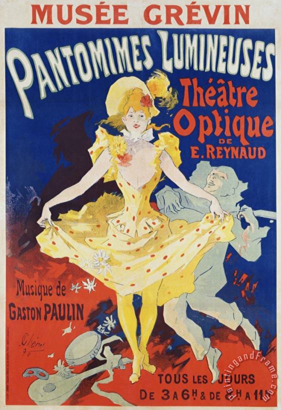 French Poster for Early Motion Picture Pantommes Lumineuses painting - Jules Cheret French Poster for Early Motion Picture Pantommes Lumineuses Art Print