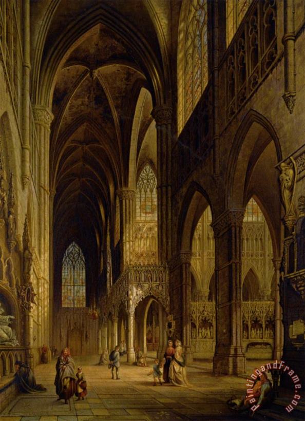 Vue Du Transept De Leglise Damiens painting - Jules Victor Genisson Vue Du Transept De Leglise Damiens Art Print