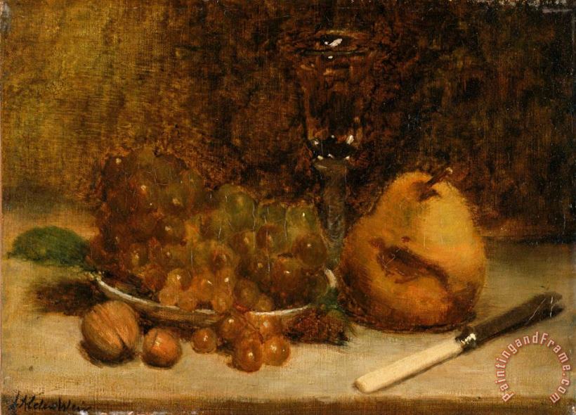 Grapes, Knife And Glass painting - Julian Alden Weir Grapes, Knife And Glass Art Print