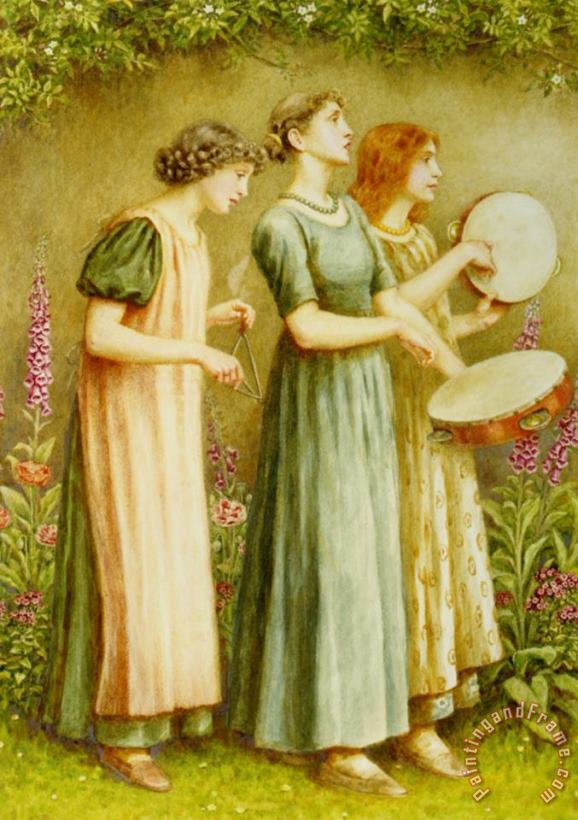 Three Women in a Garden painting - Kate Greenaway Three Women in a Garden Art Print