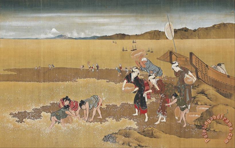Katsushika Hokusai Shell Gathering Art Painting