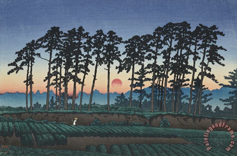 Kawase Hasui Ichinokura, Ikegami, at Sunset (ikegami Ichinokura) Art Print