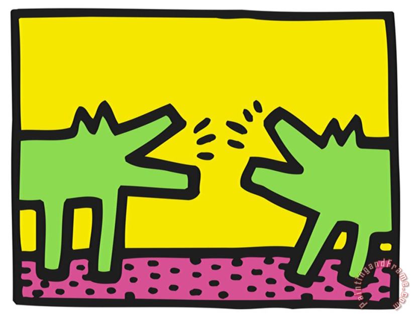 Keith Haring Pop Shop Dogs Art Painting