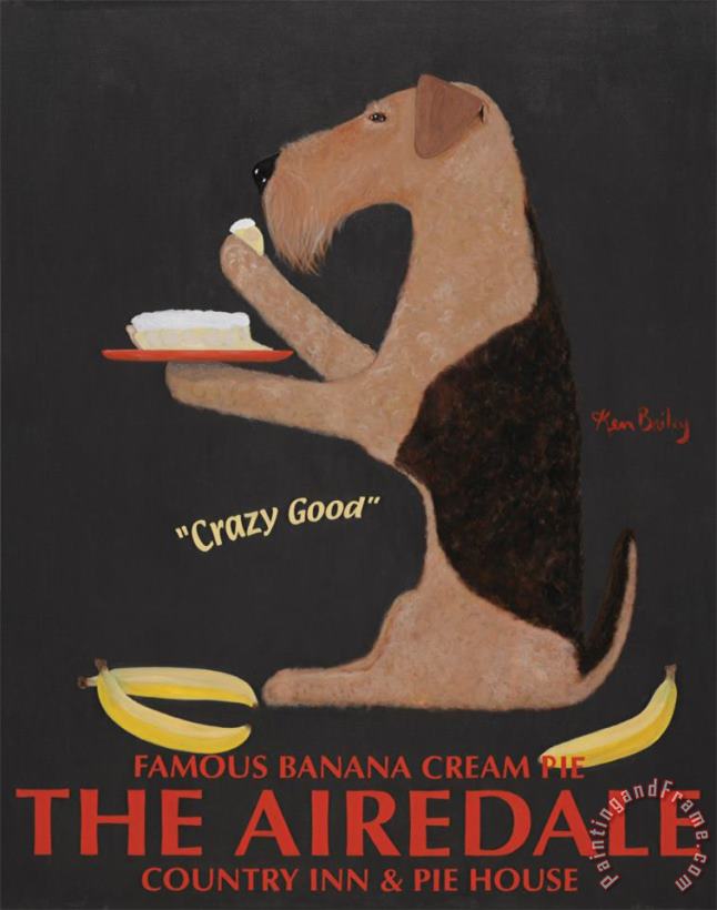 Airedale Famous Banana Cream Pie painting - Ken Bailey Airedale Famous Banana Cream Pie Art Print
