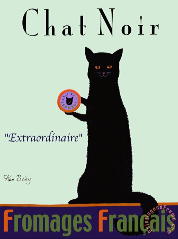 Chat Noir Black Cat painting - Ken Bailey Chat Noir Black Cat Art Print