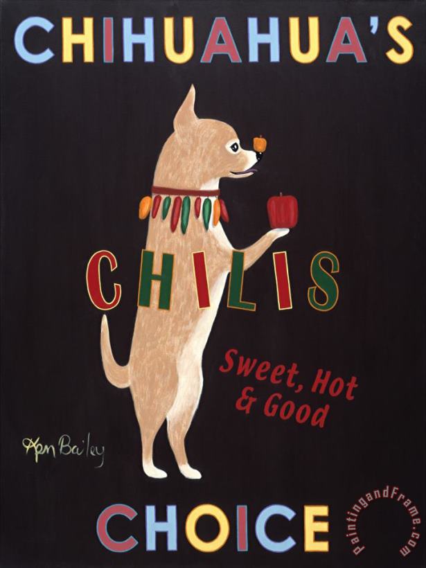 Chihuahua's Choice Chilis painting - Ken Bailey Chihuahua's Choice Chilis Art Print