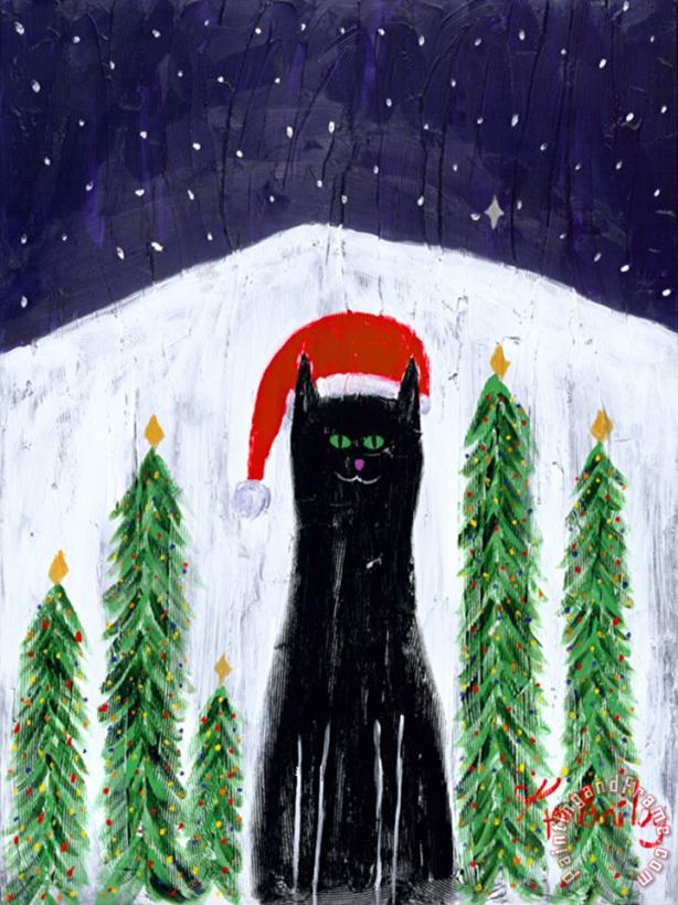Ken Bailey Santa Cat Art Print