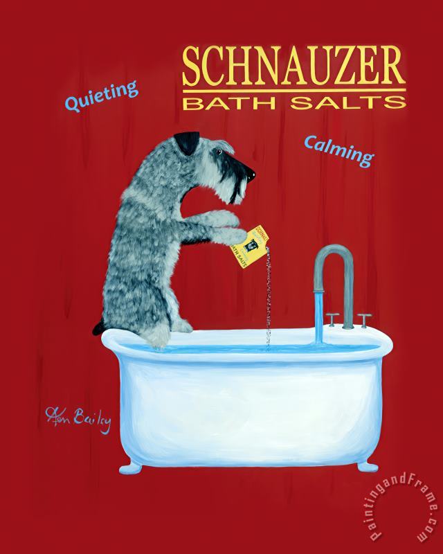 Schnauzer Bath Salts painting - Ken Bailey Schnauzer Bath Salts Art Print