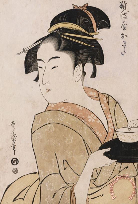 Kitagawa Utamaro A Bust Portrait Of The Waitress Okita Of The Naniwaya Teahouse Art Print
