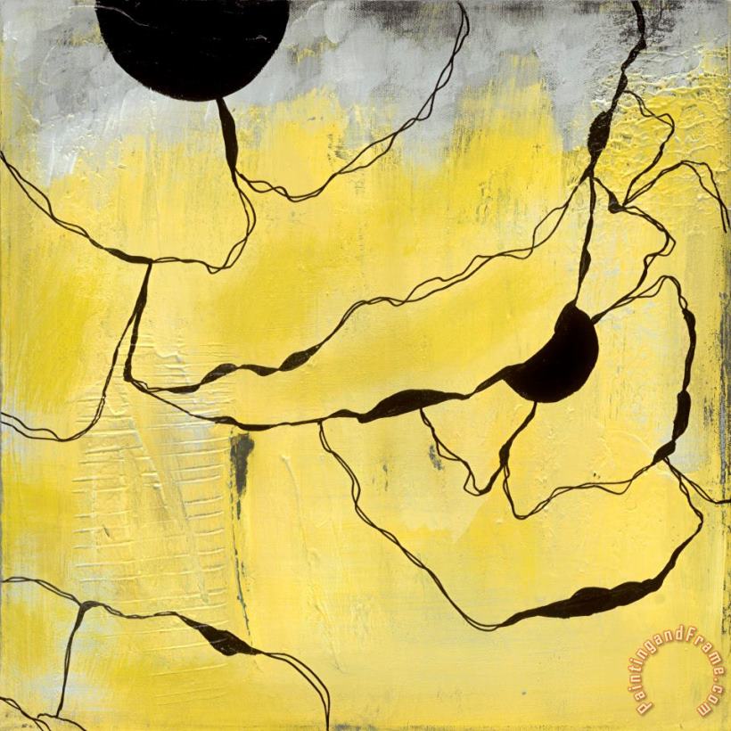 Laura Gunn Poppy Outline on Yellow III Art Painting