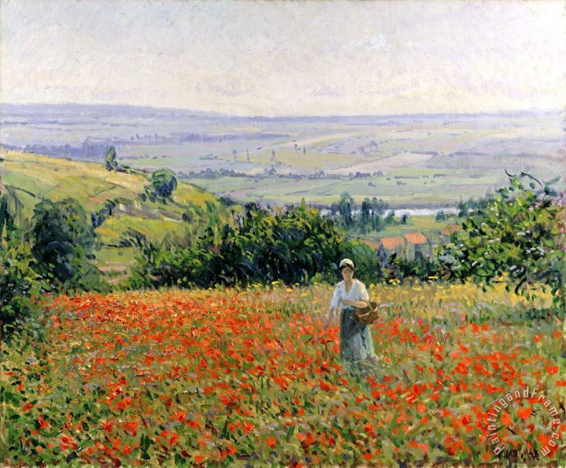 Leon Giran Max Woman in a Poppy Field Art Painting