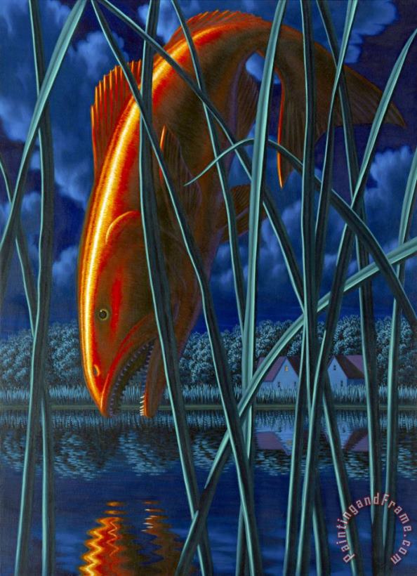 Leonard J. Koscianski Red Fish Art Painting