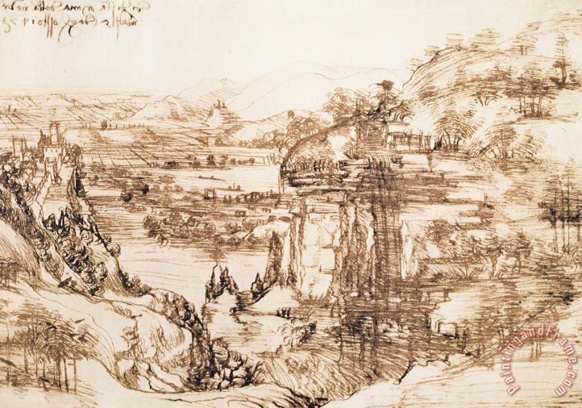 Leonardo da Vinci Arno Landscape Art Print