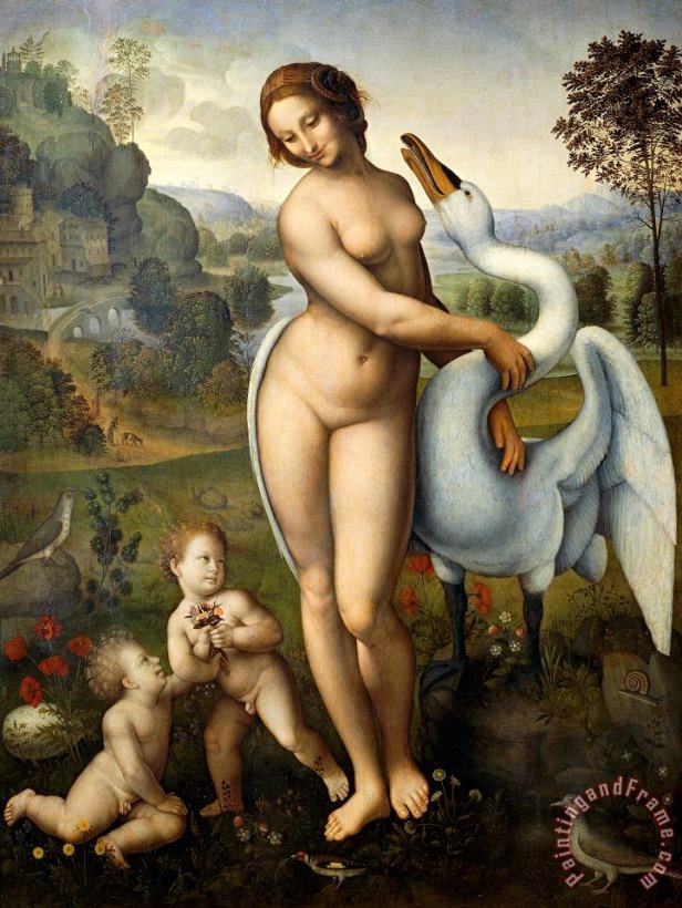 Leonardo da Vinci Leda And Swan Art Painting