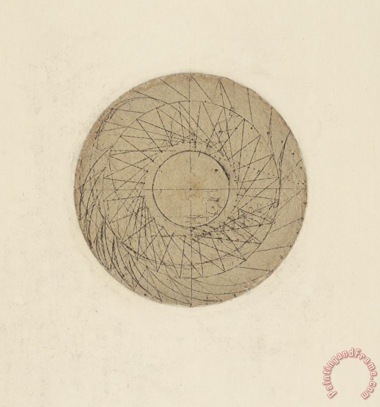 Leonardo da Vinci Study Of Water Wheel From Atlantic Codex Art Painting