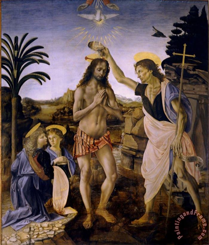 Leonardo da Vinci The Baptism Of Christ Art Painting