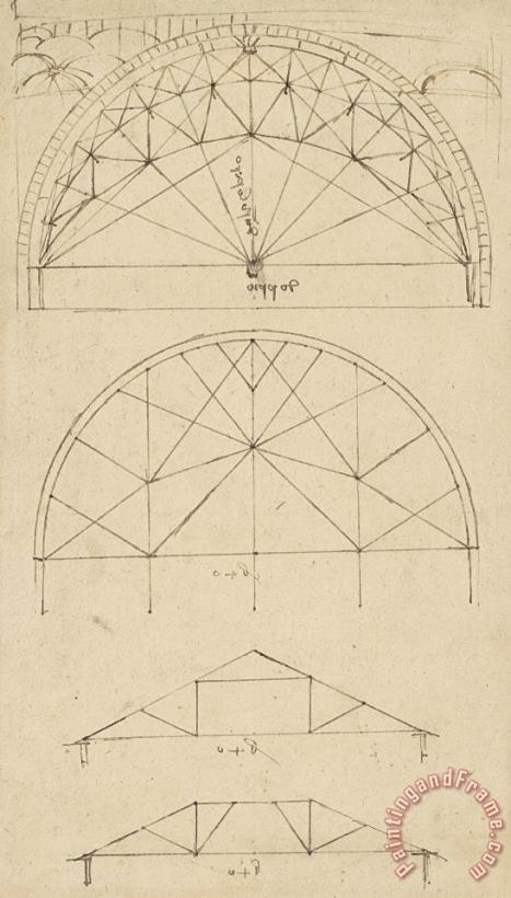 Leonardo da Vinci Underdrawing For Building Temporary Arch Art Print