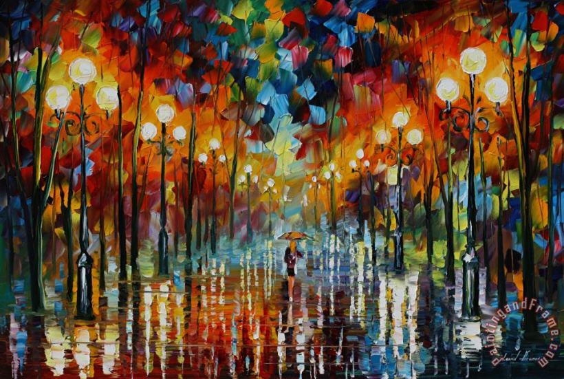 Leonid Afremov A Date With The Rain Art Print