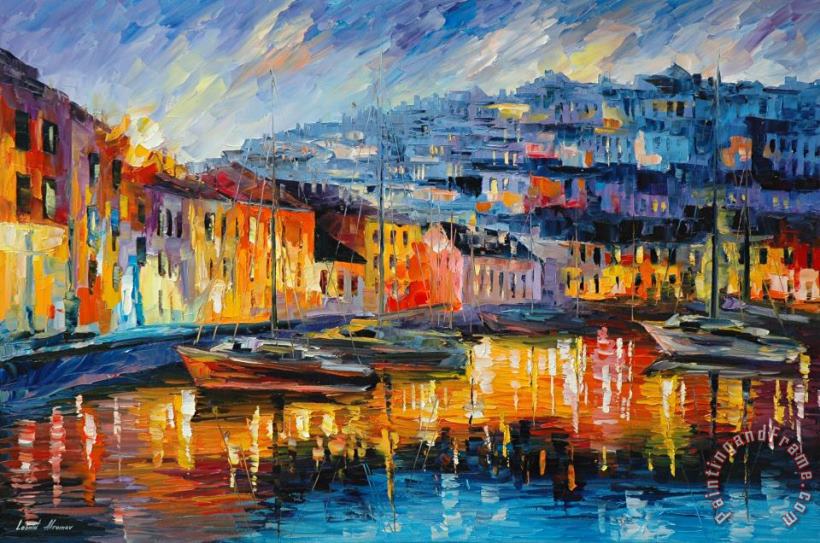 Leonid Afremov Blue Harbor Art Painting