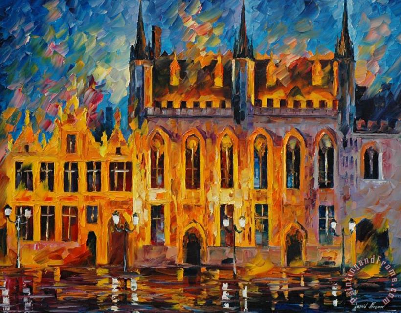 Bruges painting - Leonid Afremov Bruges Art Print