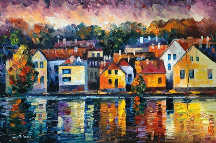 City On River painting - Leonid Afremov City On River Art Print