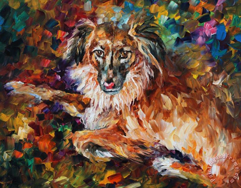 Leonid Afremov Dog  - Commissioned Painting Art Print