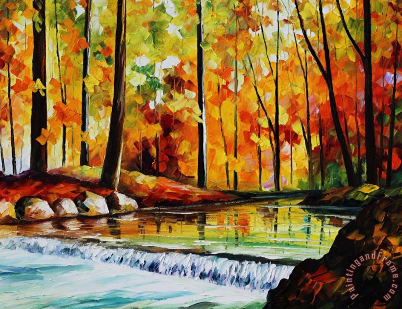 Leonid Afremov Forest Stream Large Size Photo Large Print Available Art Painting