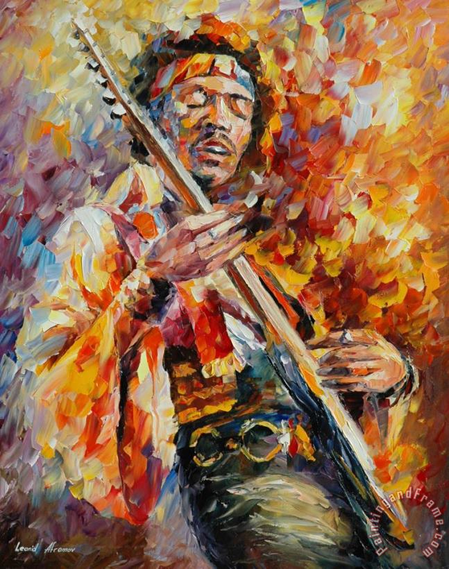 Leonid Afremov Jimy Hendrix Art Print