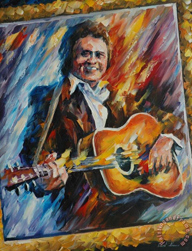 Johnny Cash In The Mirror painting - Leonid Afremov Johnny Cash In The Mirror Art Print