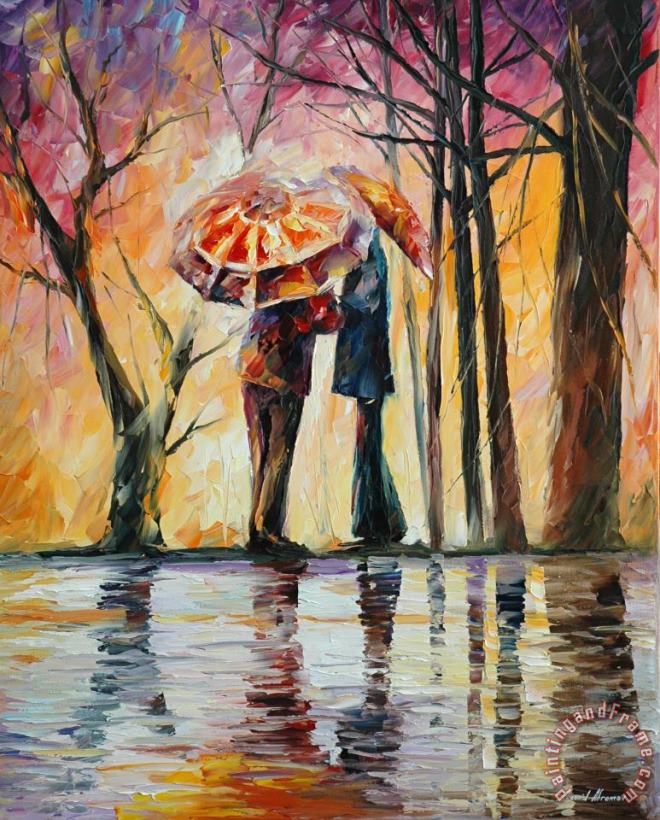 Rainy Date painting - Leonid Afremov Rainy Date Art Print
