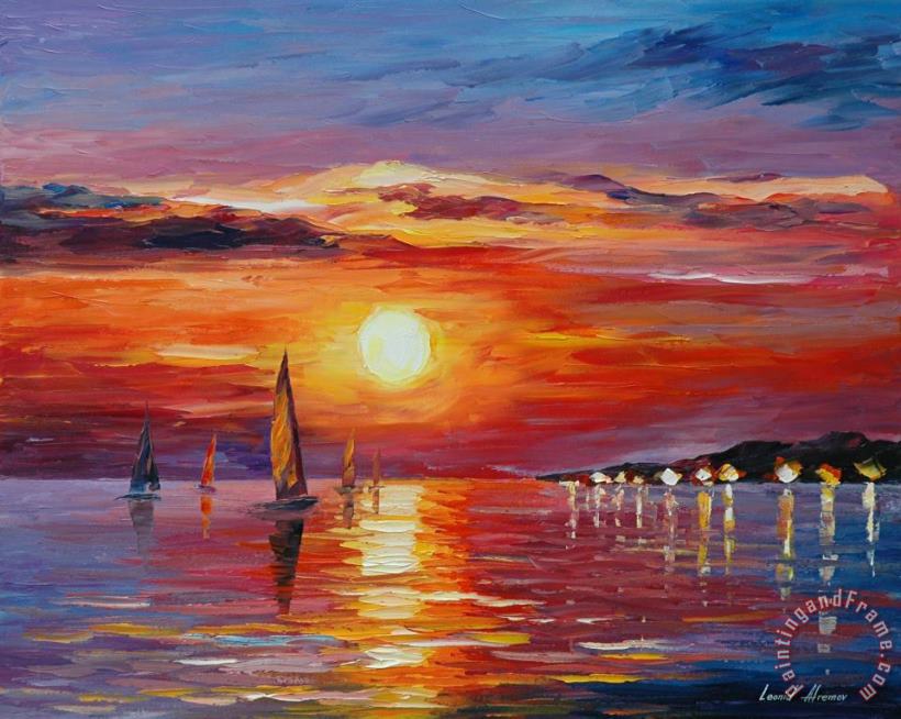Sunset painting - Leonid Afremov Sunset Art Print