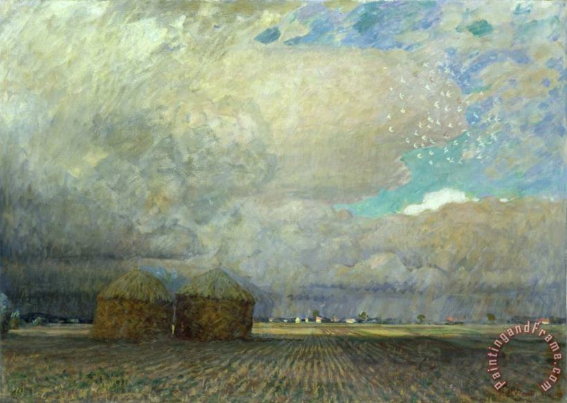 Landscape with Huts painting - Leopold Karl Walter von Kalckreuth Landscape with Huts Art Print