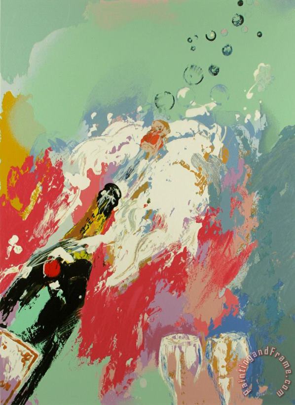 Leroy Neiman Champagne, New Years Eve Art Painting
