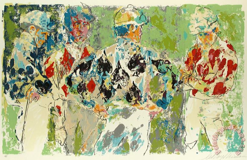 Four Jockeys painting - Leroy Neiman Four Jockeys Art Print