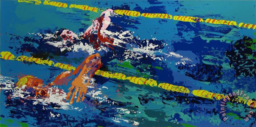 Leroy Neiman Olympic Swimmer Art Painting