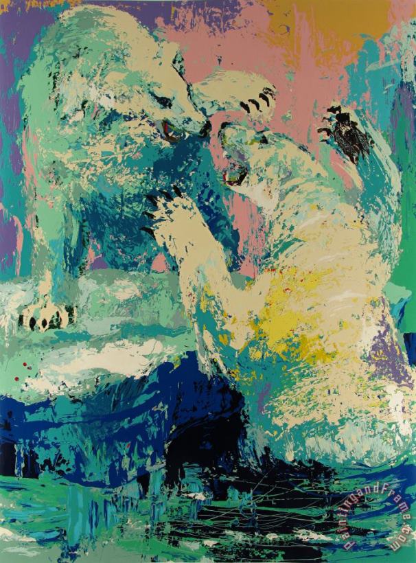 Polar Bears painting - Leroy Neiman Polar Bears Art Print
