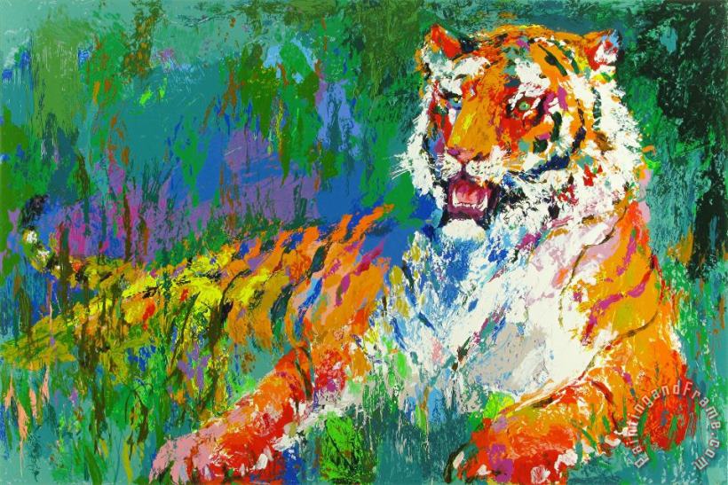 Leroy Neiman Resting Tiger Art Painting
