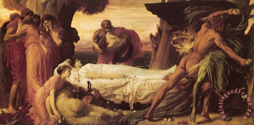 Lord Frederick Leighton Hercules Wrestling with Death for The Body of Alcestis Art Painting