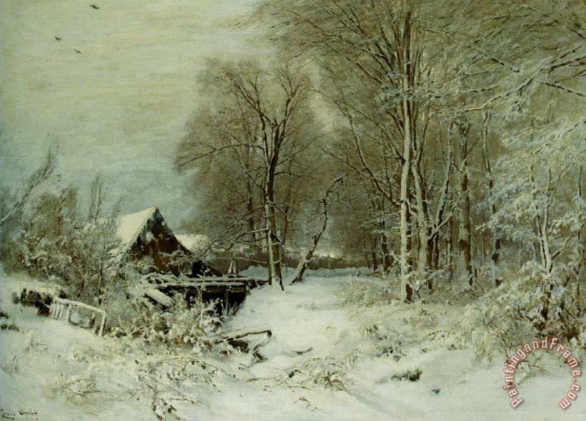 Louis Apol A Cottage in a Snowy Landscape Art Print