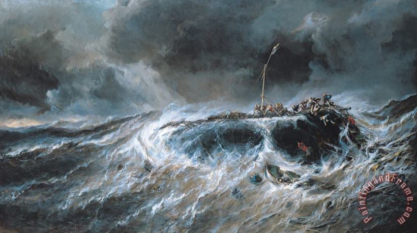 Shipwreck painting - Louis Isabey Shipwreck Art Print