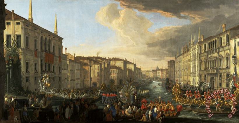 Luca Carlevariis Regatta on The Grand Canal in Honor of Frederick Iv, King of Denmark Art Painting