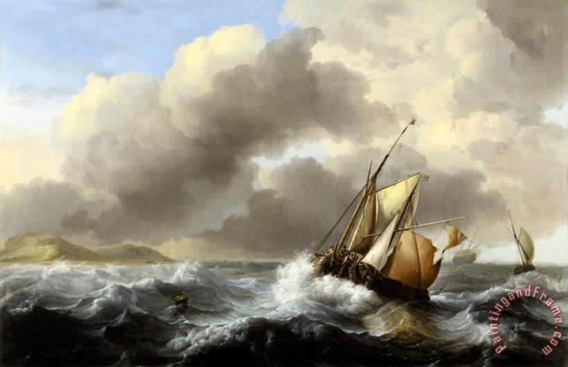 Ludolf Backhuysen Fishing Vessels Offshore in a Heavy Sea Art Print