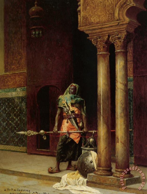 A Nubian Guard painting - Ludwig Deutsch A Nubian Guard Art Print