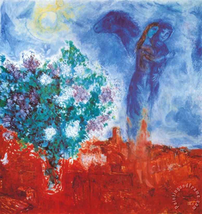Die Liebenden Uber St Paul C 1971 painting - Marc Chagall Die Liebenden Uber St Paul C 1971 Art Print