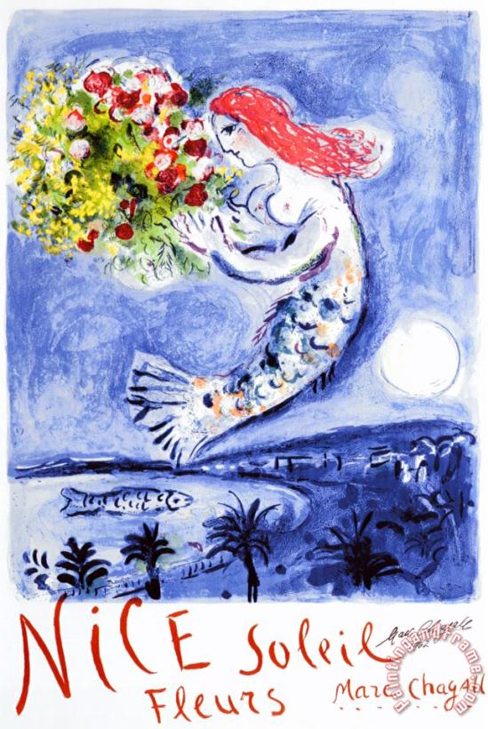 Marc Chagall Nice Soleil Fleurs Art Painting