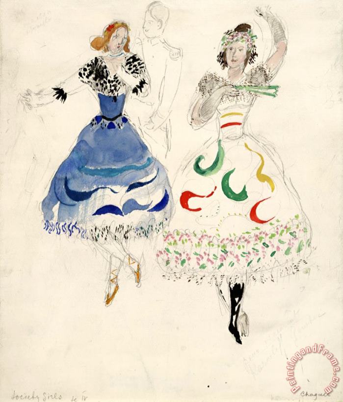 Marc Chagall Society Girls, Costume Design for Aleko (scene Iv). (1942) Art Print
