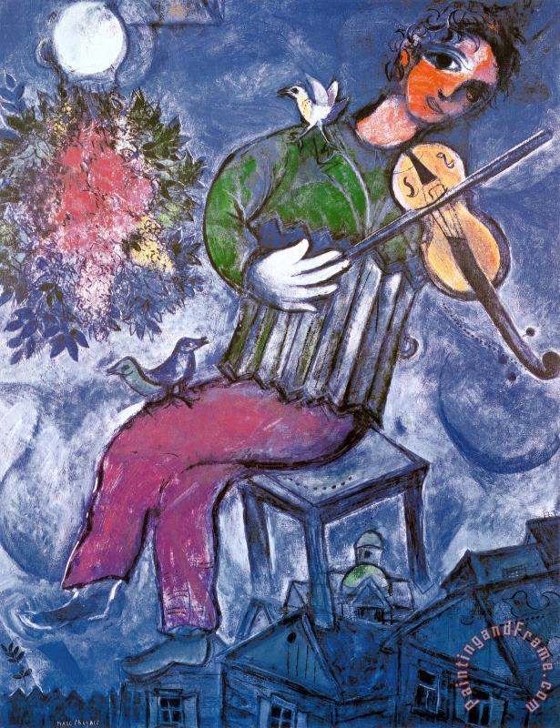 The Blue Violinist painting - Marc Chagall The Blue Violinist Art Print